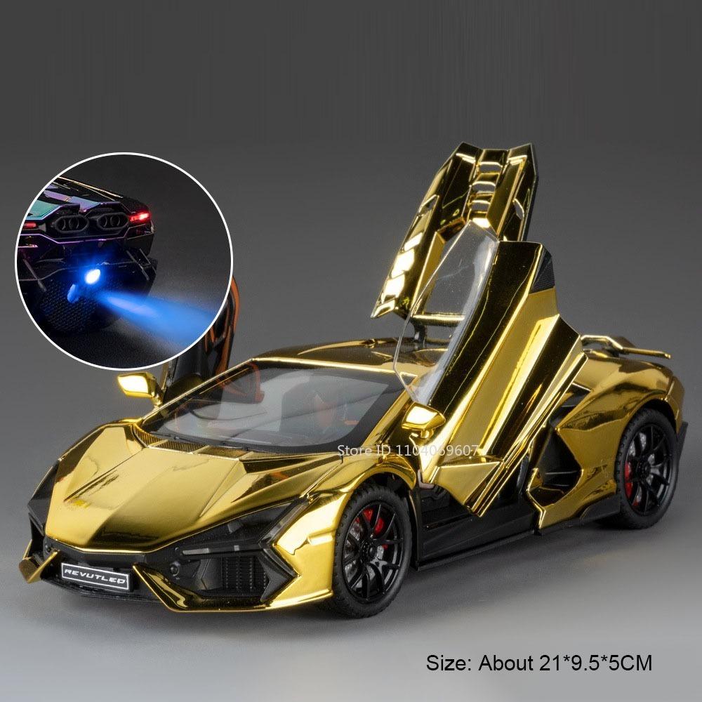 AAZV1 1:24 Huayra Revuelto Spray Model Toy Sports Cars Alloy Diecast Pull Back Shock Absorption Sound Light Simulation Mini Supercars