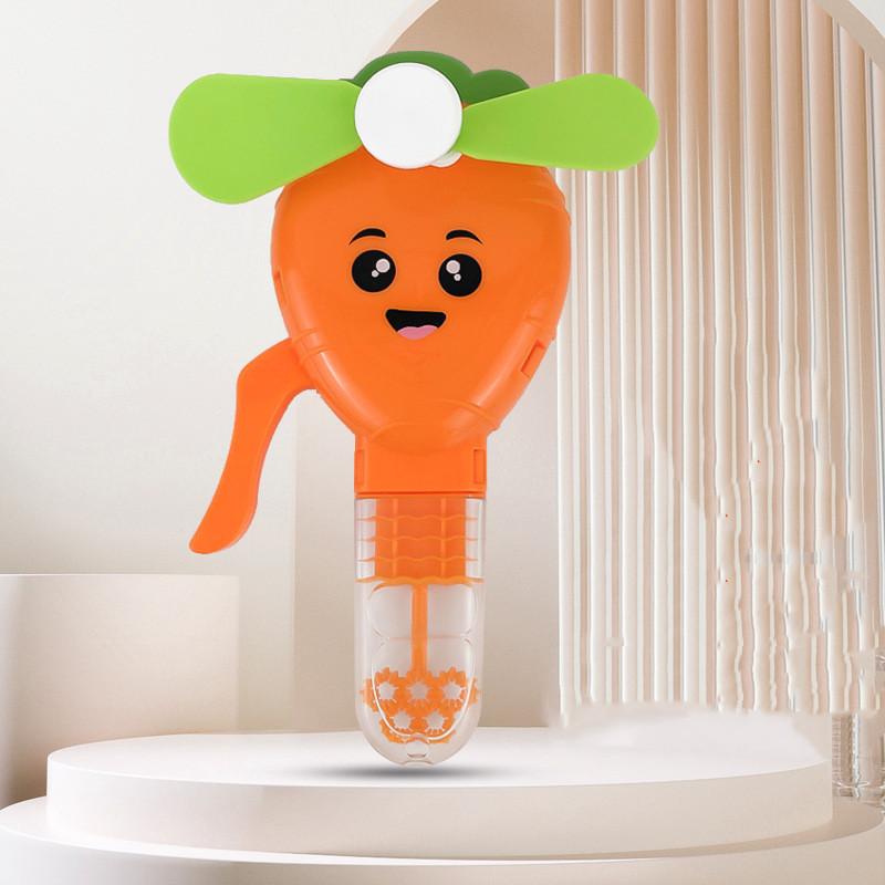 1 шт., креативный милый мультяшный фруктовый ручной вентилятор, создатель пузырей, 2 в 1, летний уличный портативный детский мини-пластиковый ручной вентилятор, игрушка