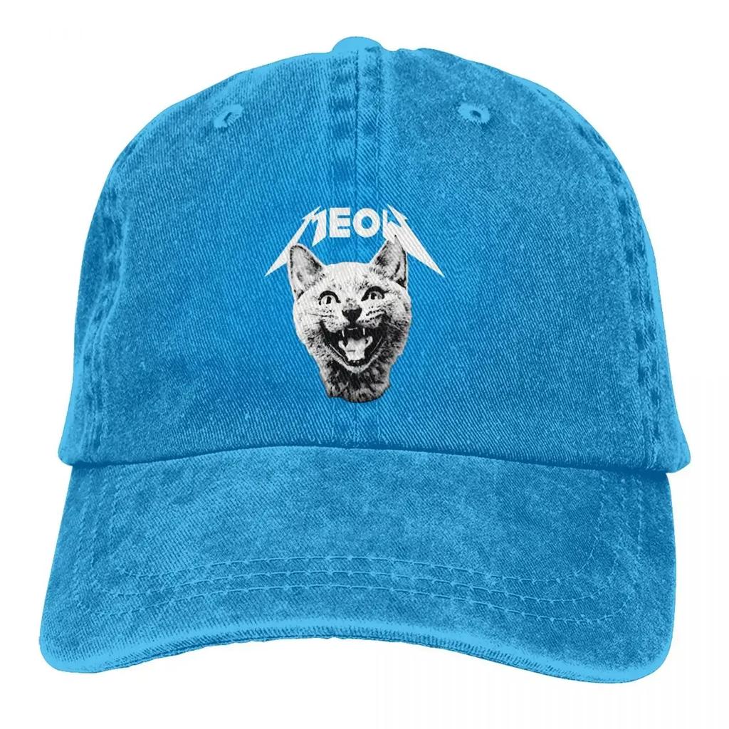 Стираная мужская бейсболка Meow Trucker Snapback Ковбойские кепки Dad Hat Heavy Mental Cat Meme Кепки для гольфа