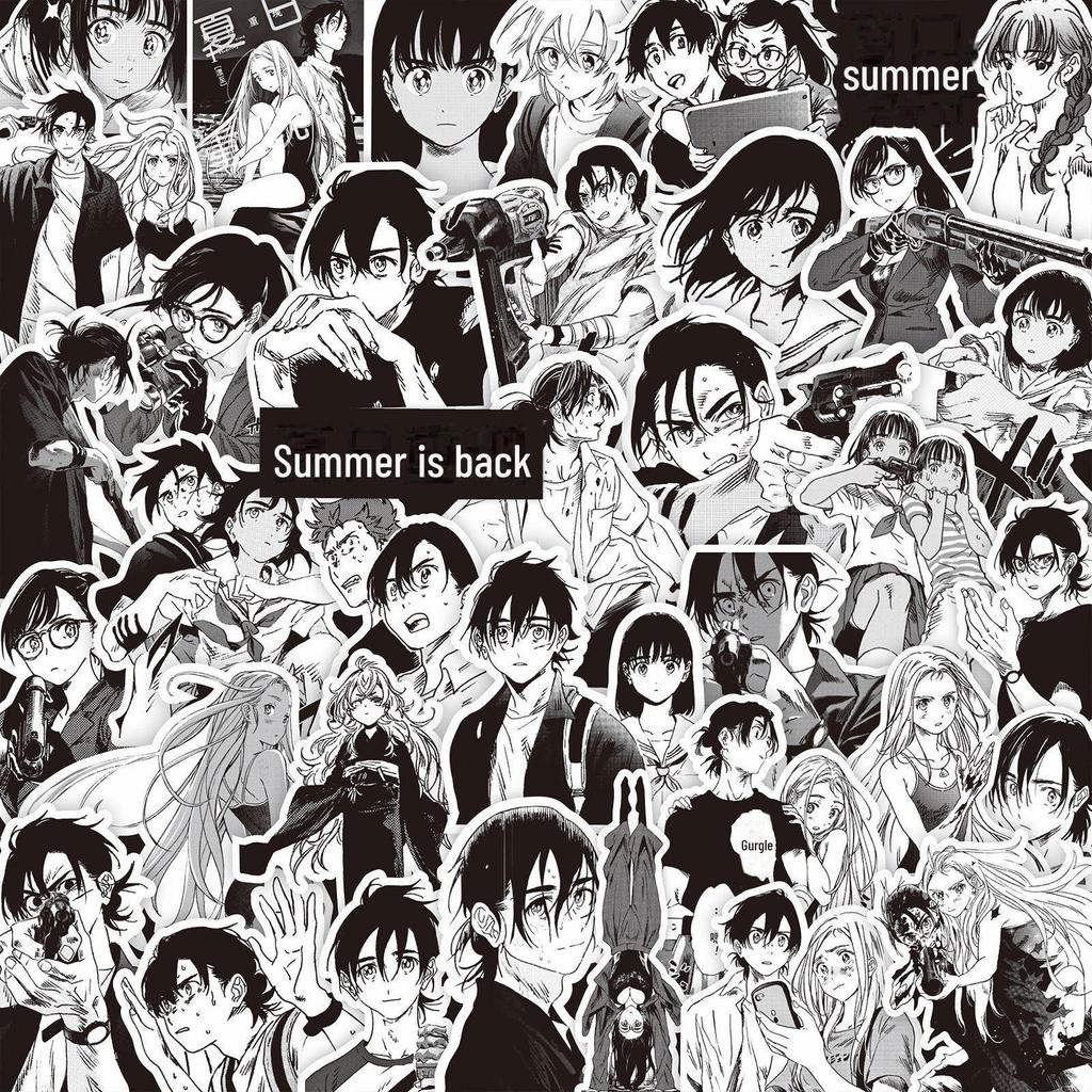 1000 черно-белых аниме-наклеек: Demon Slayer, One Piece и многое другое для украшения блокнота