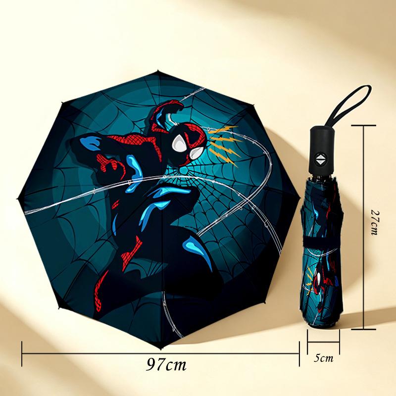 Spiderman Web 8 Ribs 3Fold Black Glue Uv Protection Umbrella Sun Protection Rainproof Compact Folding Umbrella For Travel Daily Use C923395