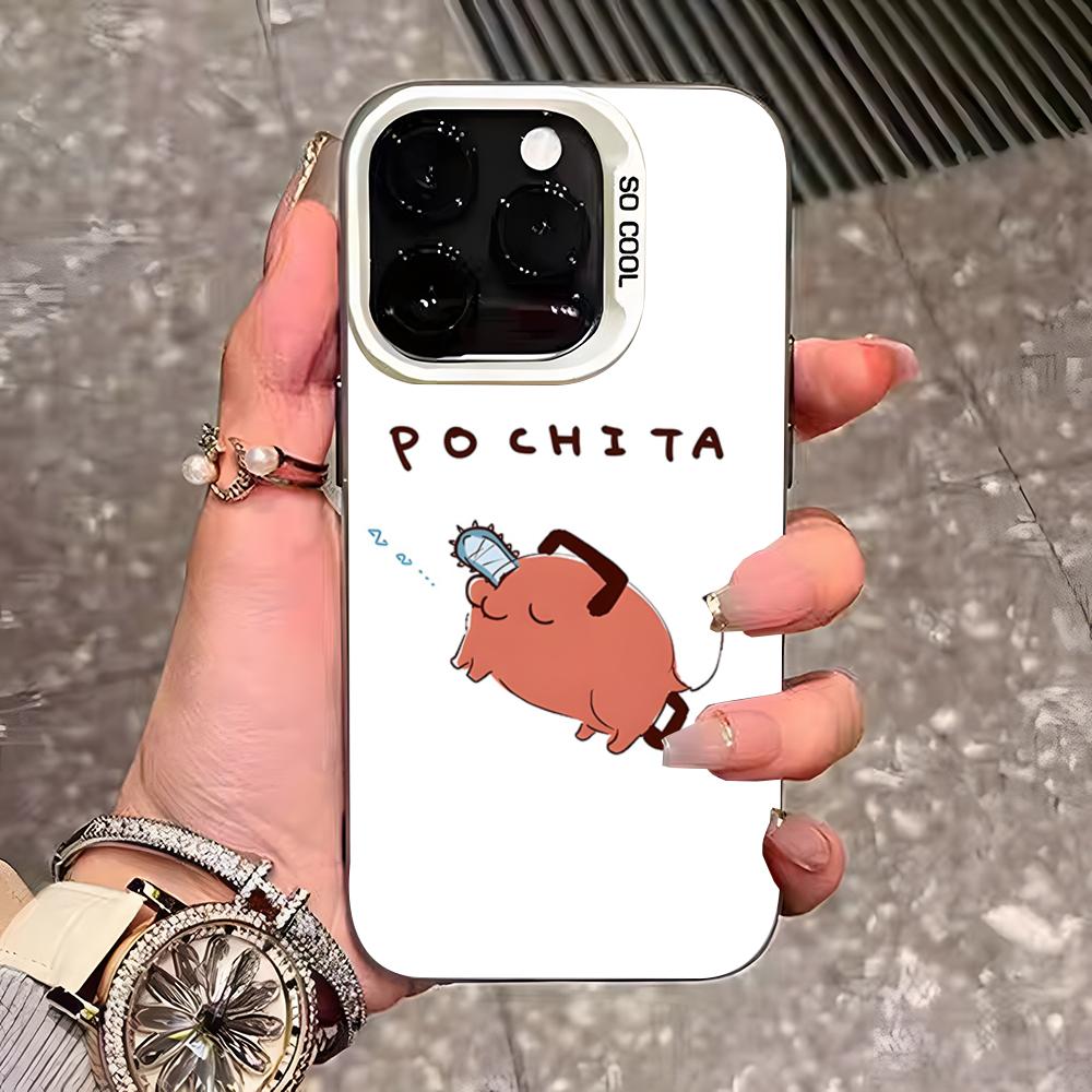 Чехол для телефона Аниме Человек-бензопила Бочита Для IPhone 17 Pro Max 16 15 14 13 11 12 Mini Xs Xr 8 Plus Se Цвет Серебристый Чехол
