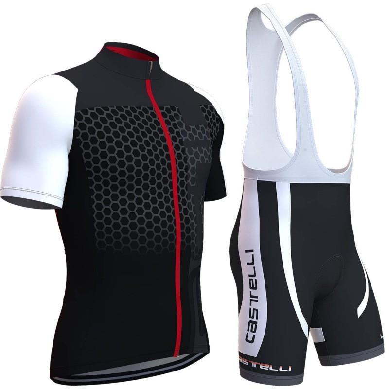 Mens Cycling Jersey Bib Shorts Set Quick Dry Breathable Bike Sportwear