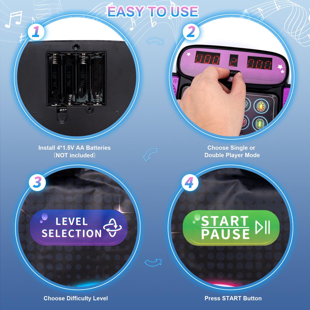 106x80см Электронный танцевальный коврик для детей, режим для двух игроков, со светом и Bluetooth, напольный музыкальный коврик для детей, интерактивная развивающая игрушка