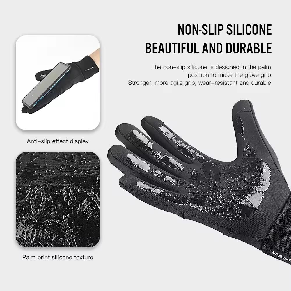 Winter Men's Outdoor Sports Warm Black Gloves Touch Screen Waterproof Skiing Full Finger Gloves Motorcycle Riding Skiing Gloves