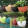 Plastic Rattan Weaving Hanging Flowerpot Half Round Over Fence Planter Wall Flower Pot  Flower Shop