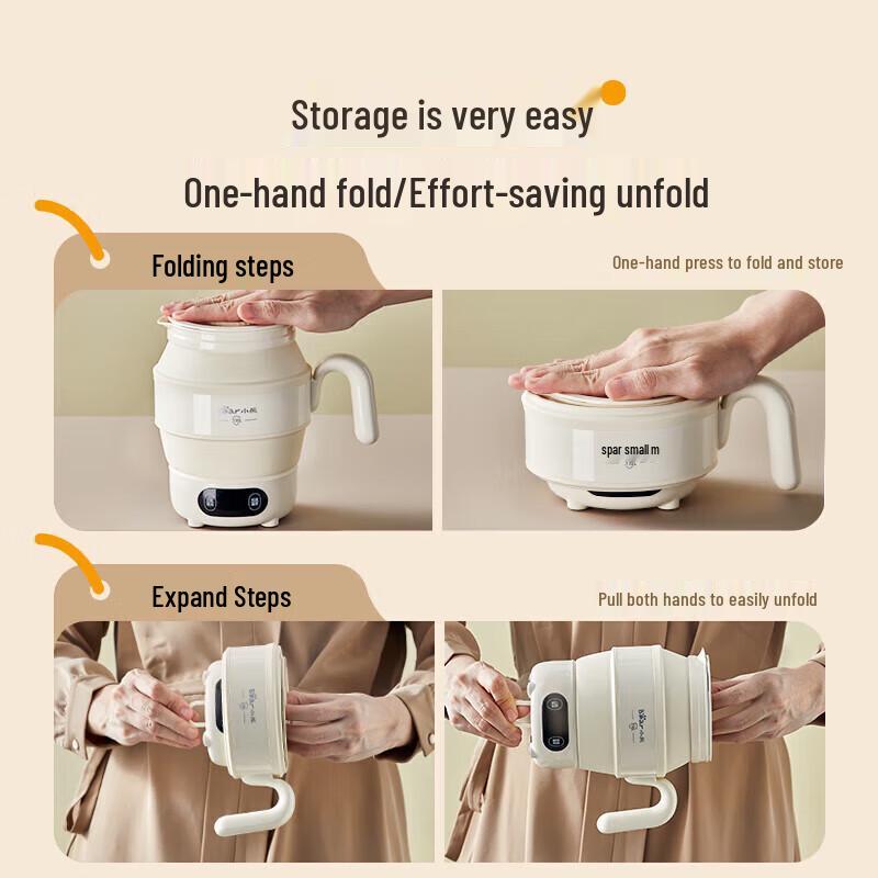 Bear Portable Silicone Foldable Electric Kettle 0.6L CN plug (adapter included)