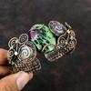 Ruby Zoisite Cuff Bracelet Copper Wire Wrapped Gemstone Cuff Rainbow Moonstone Bangle Handmade Jewelry Adjustable Cuff Bracelet Gift For Mom