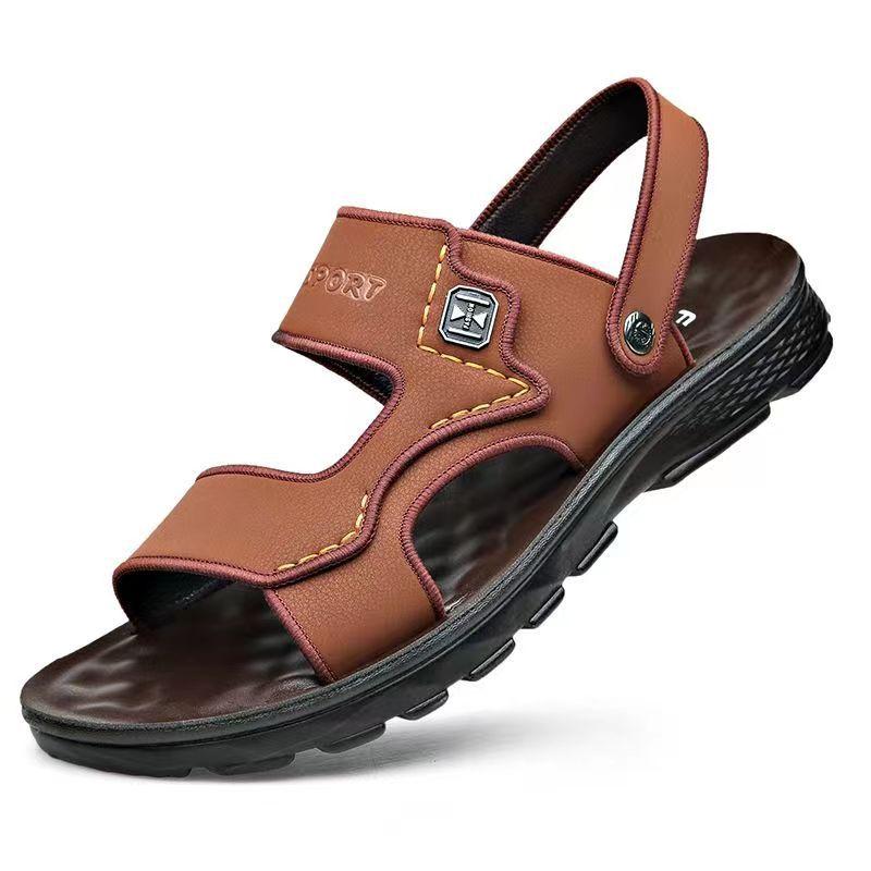 Fashion Summer 2024 New Men's Sandals Genuine Leather Thick-soled Non-slip Beach Shoes Comfortable Soft-soled Two-wear Outdoor Sandals