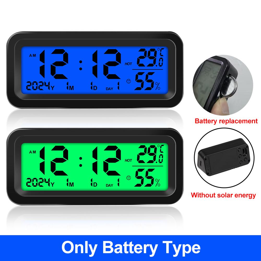 ЖК-цифровые автомобильные часы, термометр, гигрометр, автомобильные часы на приборной панели, дисплей времени с подсветкой сзади, автомобильные аксессуары для интерьера
