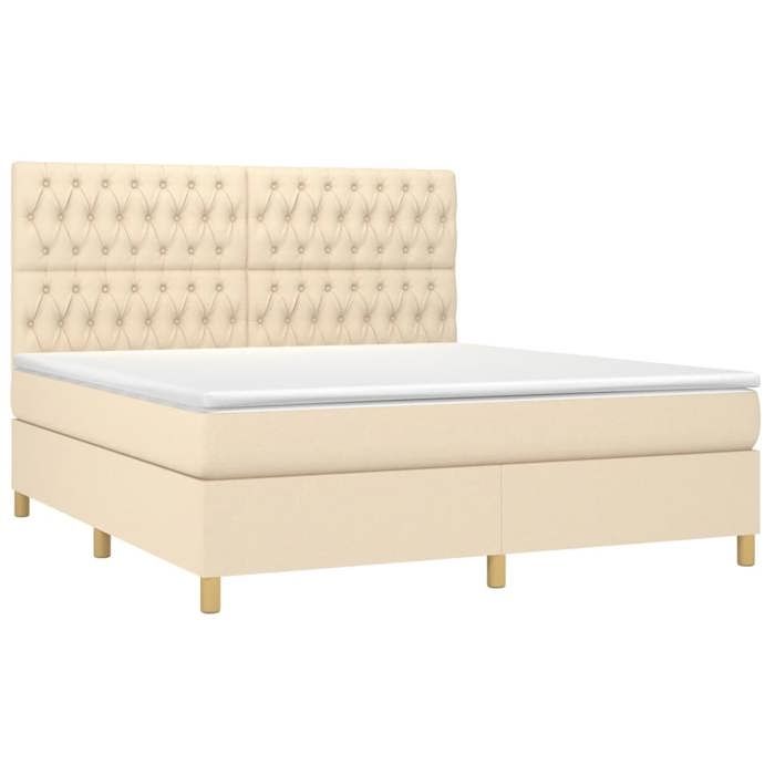Maison Exclusive - Sommier à lattes de lit avec matelas Crème 180x200 cm Tissu