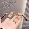 0~ -400 Oval Metal Myopia Glasses Circular Retro Anti Blue Light Glasses Business Style Unisex Eye Protection Eyewear