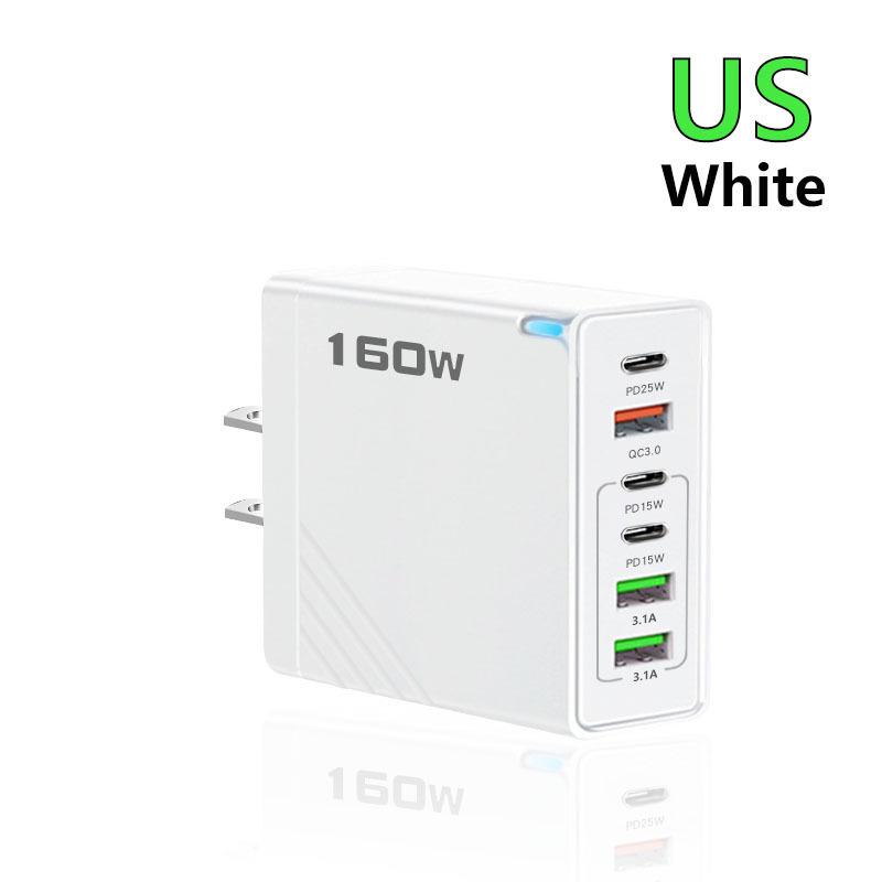 Многопортовое USB-зарядное устройство 160 Вт Type C Быстрая зарядка Вилка ЕС/США Настенное зарядное устройство для IPhone Samsung Xiaomi Huawei Адаптер для зарядки телефона