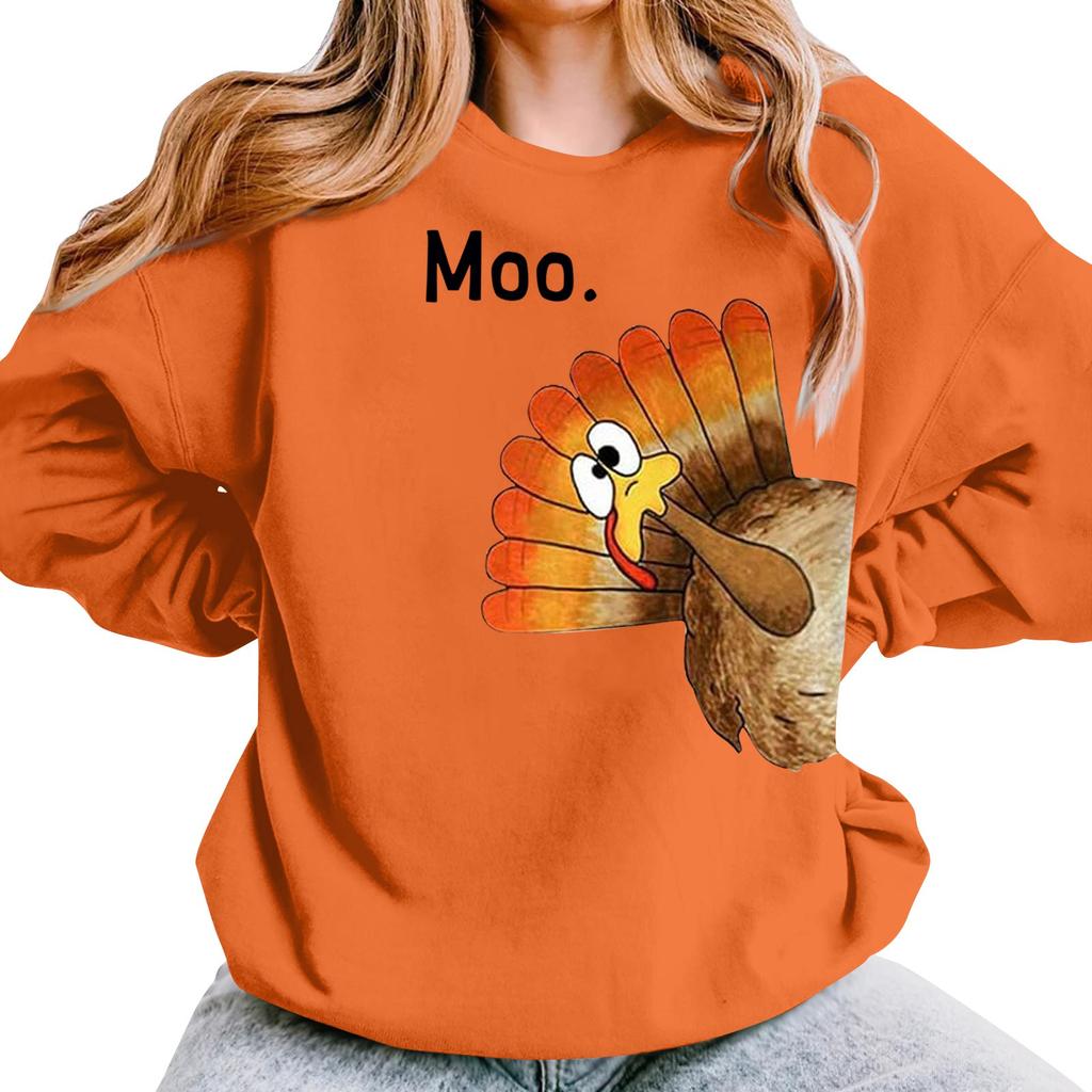 Женская повседневная мода День благодарения с принтом длинный рукав O-образный вырез пуловер толстовки