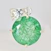 Top Quality Natural Green Emerald 37 Ct CERTIFIED Round 925 Sterling Silver Gems MY.PD-177-NS