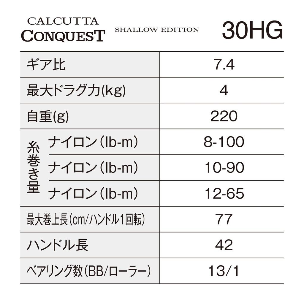 SHIMANO Катушка для приманки 24 Calcutta Conquest Shallow Edition 30HG