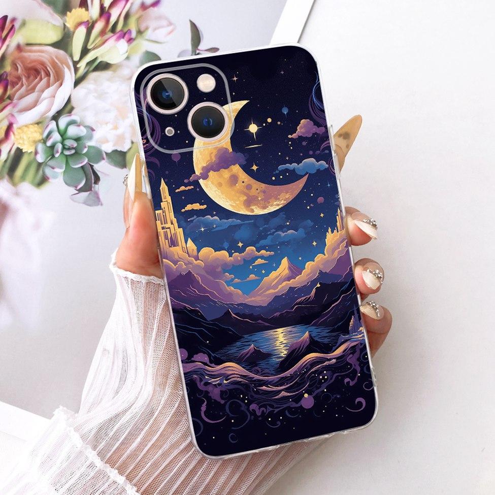 Transparent For iPhone 13 Case Cover Cute Cat Fashion Butterfly Funny Painted Casing A2633 A2482 A2631 A2634 A2635