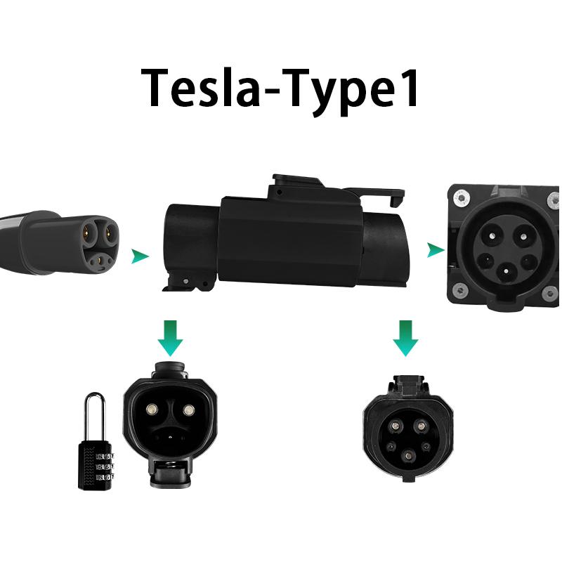EVqiaoyi Адаптер NACS на Type1 для электромобилей, 50А, 11 кВт, от станции Tesla к электромобилям Type1, Конвертер быстрой зарядки для автомобилей американского стандарта