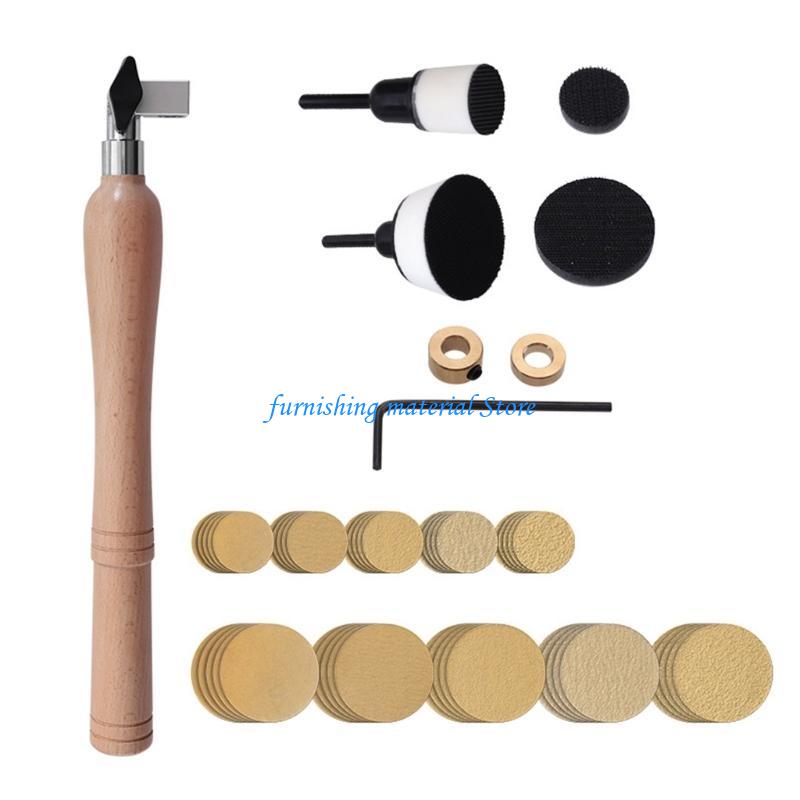 Y5GD Bowl Sander Sanding Block Lathe Tools with Hook Sanding Discs 1" 2" Backing Plates Foam Pads