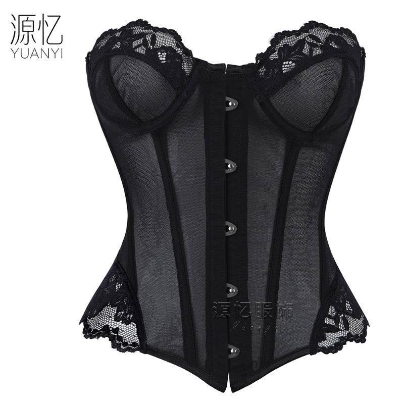 Women Front Closure Pink Leopard Lace Corset Bustier Slimming Waist Shaping Top