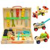 Children's Tool Kit, Wooden Tool Box with Wooden Tools, Building Toy Set, Educational STEM Building