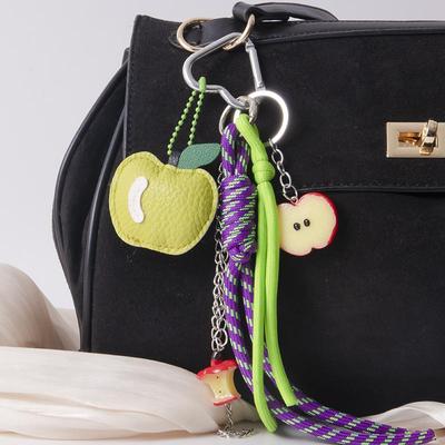 1 шт. Кожаный кулон-рюкзак Apple, сделай сам, креативное плетение веревкой, фруктовый брелок, аксессуары для сумки