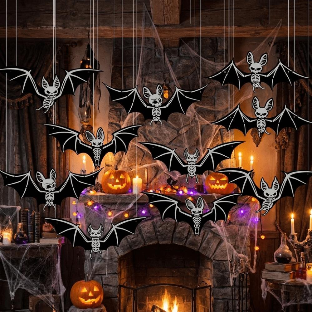 2D Flat Hanging Ornaments Fluorescent Luminous Decor New Bat Stickers Theme Party