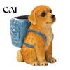 Office Supplies Pencil Cup Golden Puppy Backpack Pen Holder, Cute Animal Stationery Storage Functional Sculpture Ornament, Resin Desktop Organizer,