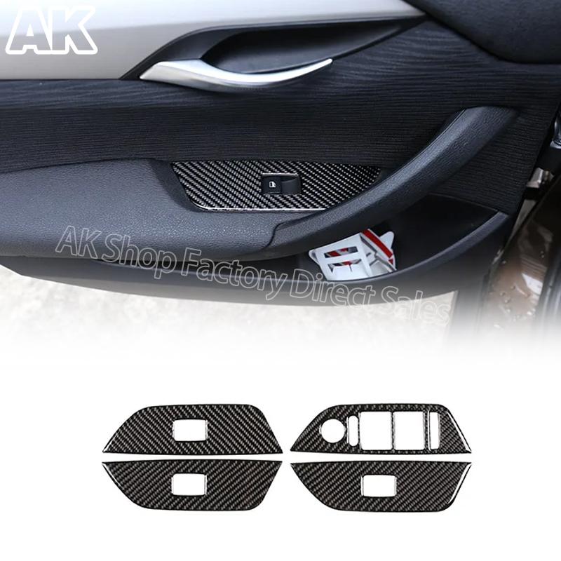 For BMW X1 E84 2009-2015 Car Carbon Fiber Hand Drive Car Window Lift Button Frame Decorative Interior Accessories RHD/LHD