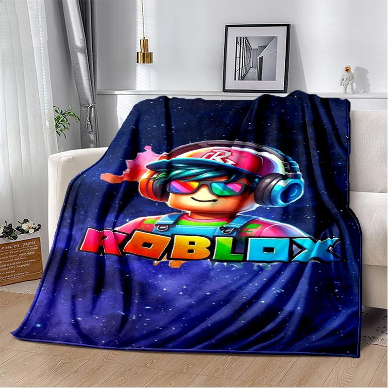 3D Мультяшное Игровое Фланелевое Одеяло R-Robloxs Мягкое Теплое Плед для Кровати Спальни Комнаты Гостиной Путешествий Кемпинга Пикника Подарок