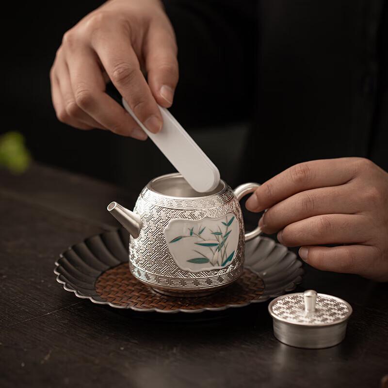 Su's Ceramic Gilded Silver Bamboo Teapot
