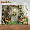 Mocsicka Spring Flowers Backdrop Photography Easter Egg Party Decors Portrait Birthday Background Door Bunny Photo Studio Banner8