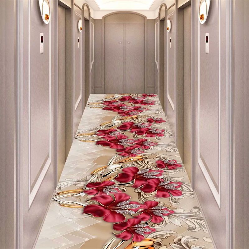 European Style Long Corridor Carpet Runner for Hotel Aisle Stairway Area Rug Lobby Entryway Floor Mats Wedding