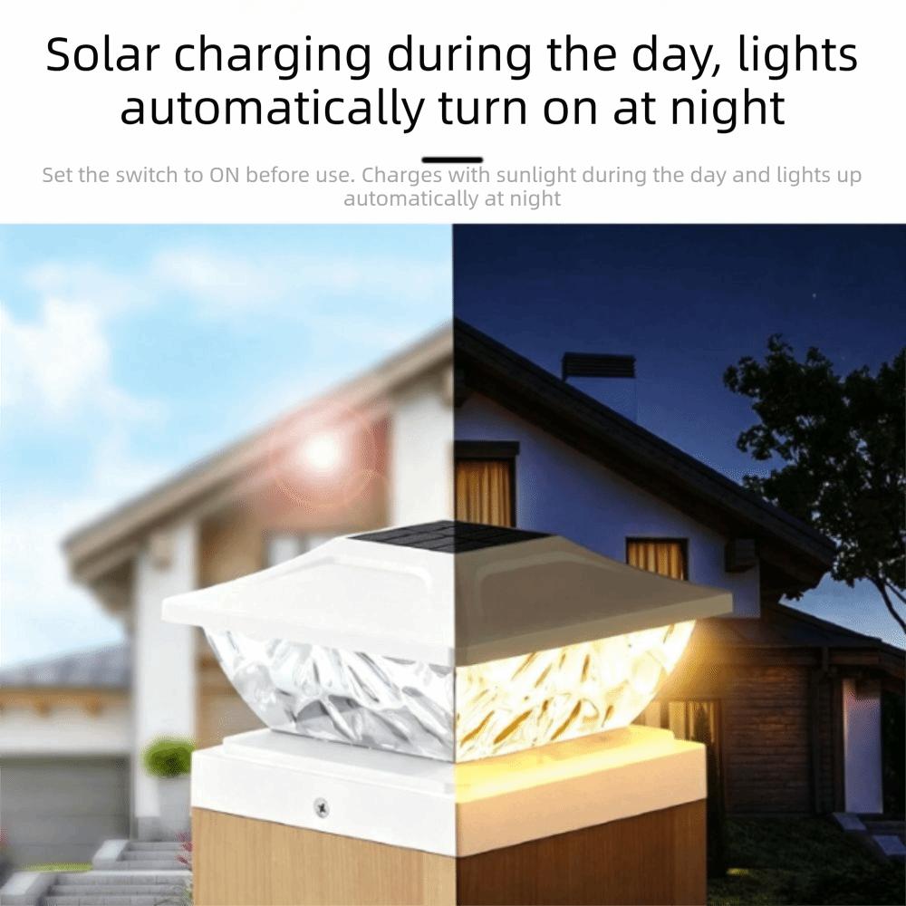 Waterproof Solar Post Cap Light Warm White Solar LED Pillar Light Solar Fence Light Outdoor