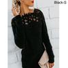 Women Fashion Lace Warm Plus Size Sttiching Tops Plush Pullovers Jumpers Knitted Sweater