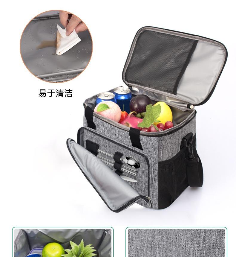 10L Thermal Insulated Lunch Bag Box with Ice Pack Cooler Handbag Crossbody Shoulder Tote for Picnic Camping Food