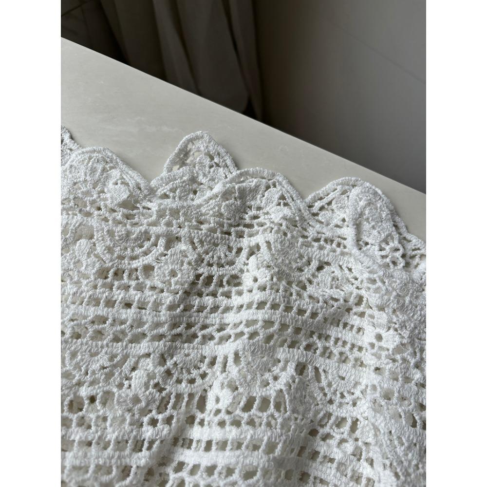 Dimanaf 2025 Новая праздничная юбка женская вязаная кружевная длинная однотонная ажурная сексуальная ажурная летняя стильная базовая юбка