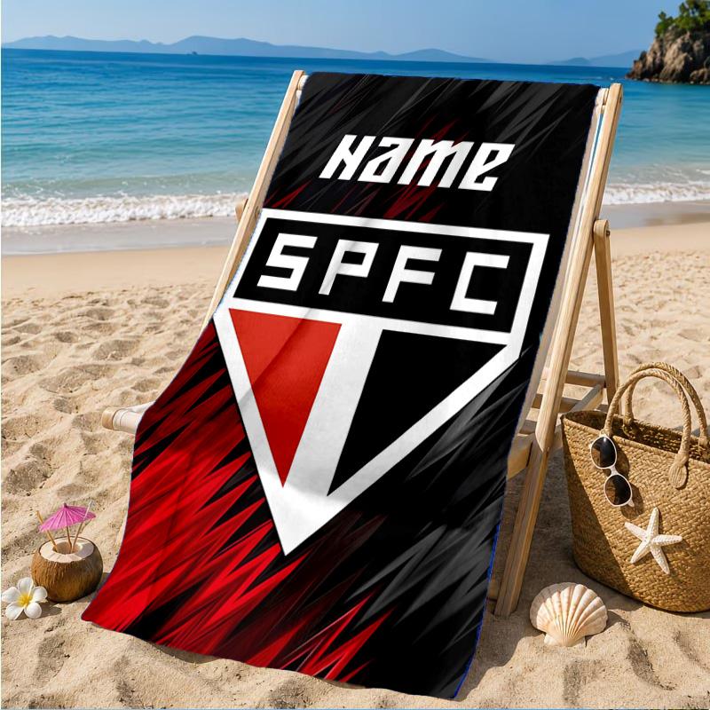 Custom Name Beach Towel Sao Paulo Team Spirit Microfiber Beach Towel, Lightweight for Summer Travel, Swimming Pool Fan Birthday Gift