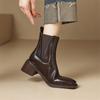 Модные Новые Осенне-Зимние Женские Ботинки Модные Ботинки Челси с Квадратным Носком для Женщин Короткие Ботинки Обувь на Массивном Каблуке Ботильоны Женские Высокие Каблуки