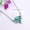 Natural Turquoise Necklace, Paper Clip Chain Half Circle Necklace, 925 Sterling Silver Necklace, Multi Stone Necklace, Gift for Friends