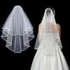 New Double Layer Ribbon-Edged Bridal Veil