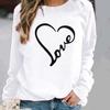 Графические толстовки Осень-Весна Love Heart Sweet 90s Style Осень Унисекс Fe Унисекс Длинный рукав Мультяшный принт Мода Повседневные пуловеры Унисекс