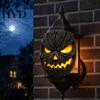 Halloween Outdoor Lightshade Pumpkin Face Figurine, Wall Mounted Tree Statue, Festive Mask Spooky Resin Hugger for Yard, Decor Seasonal Art