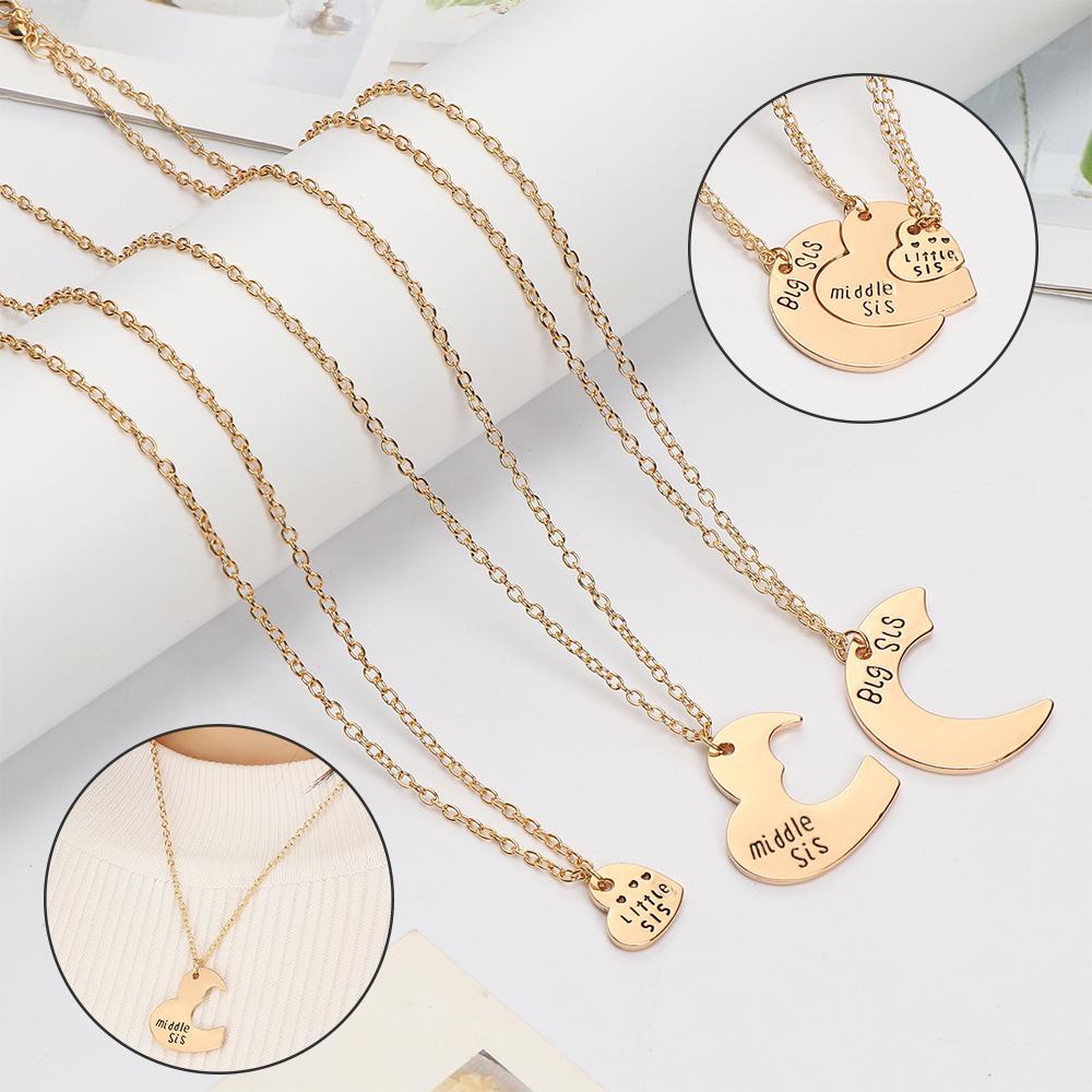 Gifts Best friends Little Sis Good Sister Necklaces 3 Pieces / Set Stitching Necklaces Big Sister
