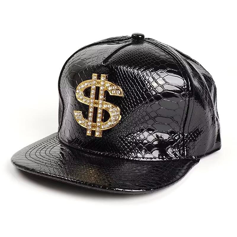 Крутая бейсболка в стиле хиппи с плоскими полями, кепка дальнобойщика в стиле панк с золотым знаком доллара, кепка Snapback для повседневного отдыха и спорта на открытом воздухе