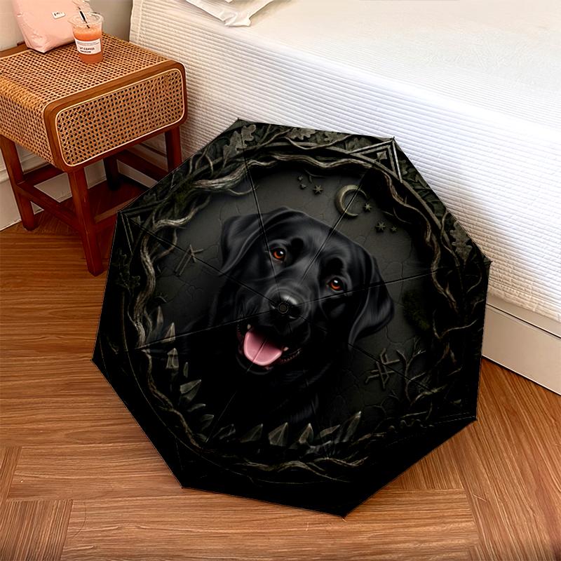 Рисунок лабрадора ретривера черного окраса, автоматический складной зонт, портативная и складная конструкция, 8 спиц, рождественский или день рождения подарок.
