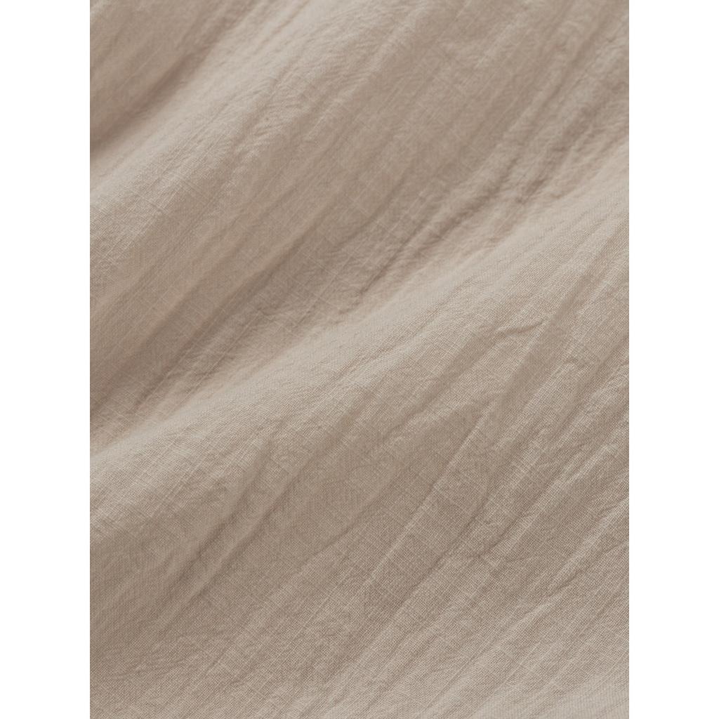 Men's Cotton and Linen Short Sleeved Stand Up Collar Half Buttoned Shirt - Spring and Summer Casual Outdoor Wear