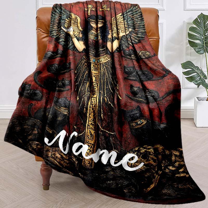 Egyptian Cat Style Customize Your Name Blanket Warm Comfortable And Soft Blankets Are Suitable For Home Chairs Office Sofas Sofas Office Camping And