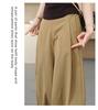 Narrow wide leg pants with women's side pleat design, high waist slimming, versatile and trendy ins Korean version curved knife pants
