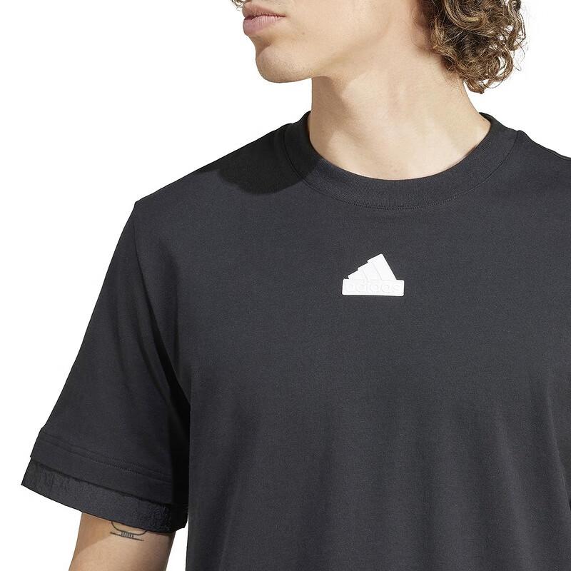 adidas Футболки Мужские Черные С Круглым Вырезом Умеренный Прямой Крой IN3711